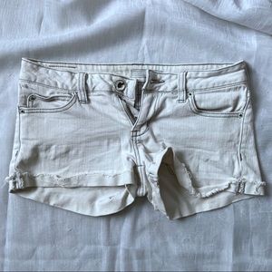 Low Rise White Cream Bullhead Denim Shorts